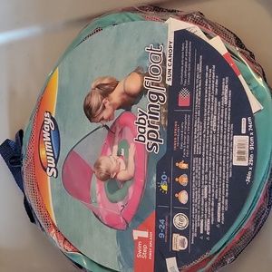 Swimways Step 1 Baby 9-24 Month Blue Pool Spring Float with Sun Canopy